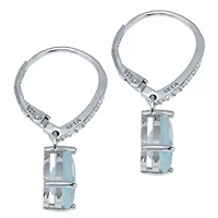 7.13 TCW Pear Cut Genuine Blue Topaz and Cubic Zirconia Sterling Silver Earrings