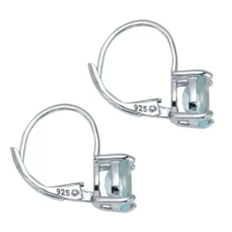 3.20 TCW Oval Cut Genuine Blue Topaz Sterling Silver Earrings