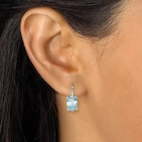 3.20 TCW Oval Cut Genuine Blue Topaz Sterling Silver Earrings