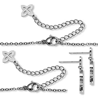 Genuine Black Mother of Pearl Stainless Steel Clover Jewelry Set