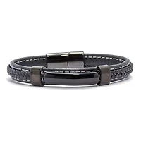 Men's Natural Black Onyx Black Ruthenium-Plated Magnetic Bracelet 9-inch