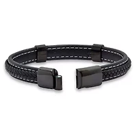 Men's Natural Black Onyx Black Ruthenium-Plated Magnetic Bracelet 9-inch