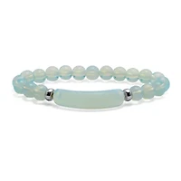 48.45 TCW Genuine Blue Opal Silvertone Beaded Bracelet 7-inch length