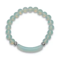 48.45 TCW Genuine Blue Opal Silvertone Beaded Bracelet 7-inch length