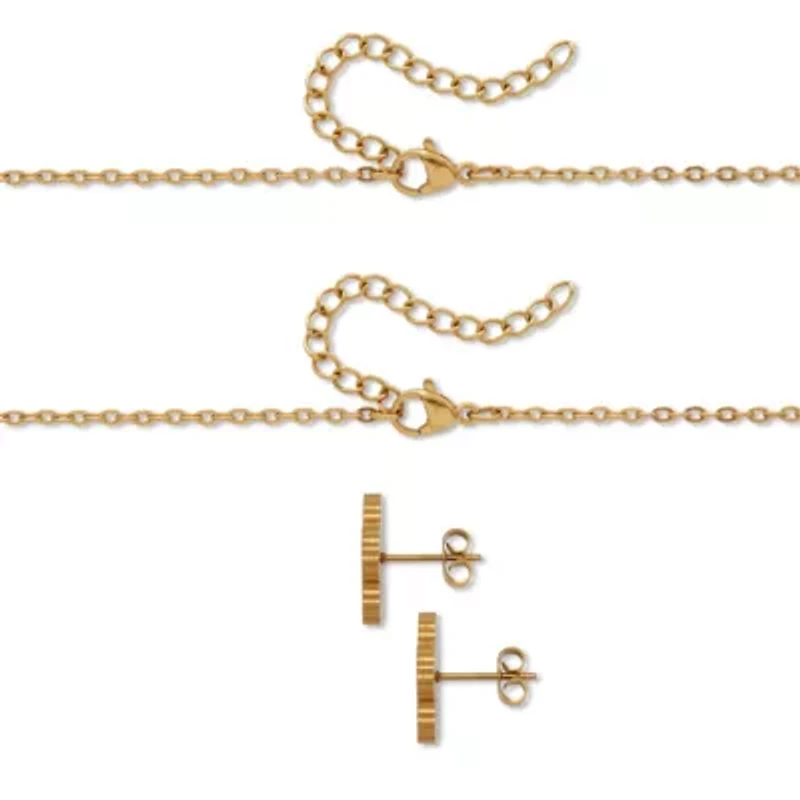 Genuine Mother of Pearl Gold Ion-Plated Stainless Steel Flower Jewelry Set