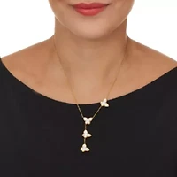 Genuine Mother of Pearl Gold Ion-Plated Butterflies Necklace 18 to 20-inch