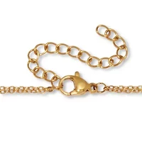 Genuine Black Onyx Gold Ion-Plated Stainless Steel Clover Necklace 17 to 19 inches