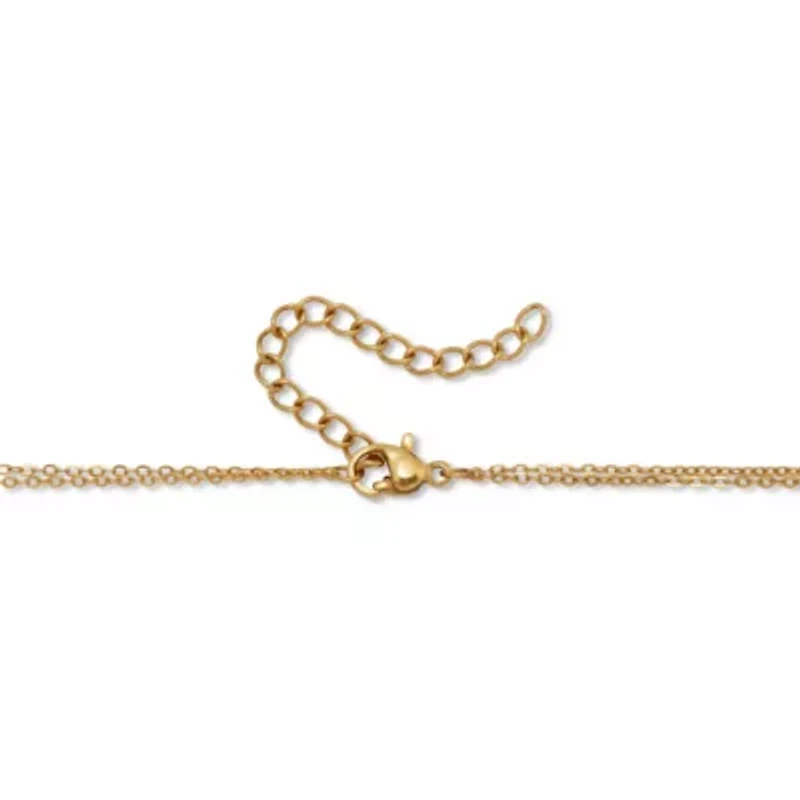 Mother of Pearl Gold Ion-Plated Stainless Steel Clover Necklace 17 to 19 inches