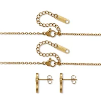 Genuine Mother of Pearl Yellow Gold Ion-Plated Stainless Steel Cross Jewelry Set