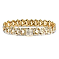 Round Crystal Goldtone Link Bracelet 9-inch