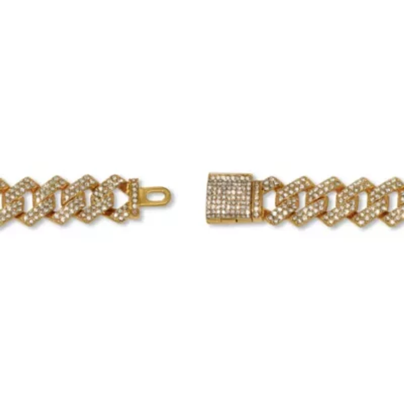 Round Crystal Goldtone Link Bracelet 9-inch