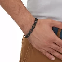 Men's Black Ion-Plated Stainless Steel Link Bracelet 8-inch