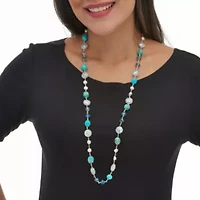 Genuine Blue Jasper and Cultured Freshwater Pearl Silvertone Jewelry Set