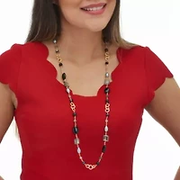 Genuine Black Onyx Goldtone Necklace and Earring Set