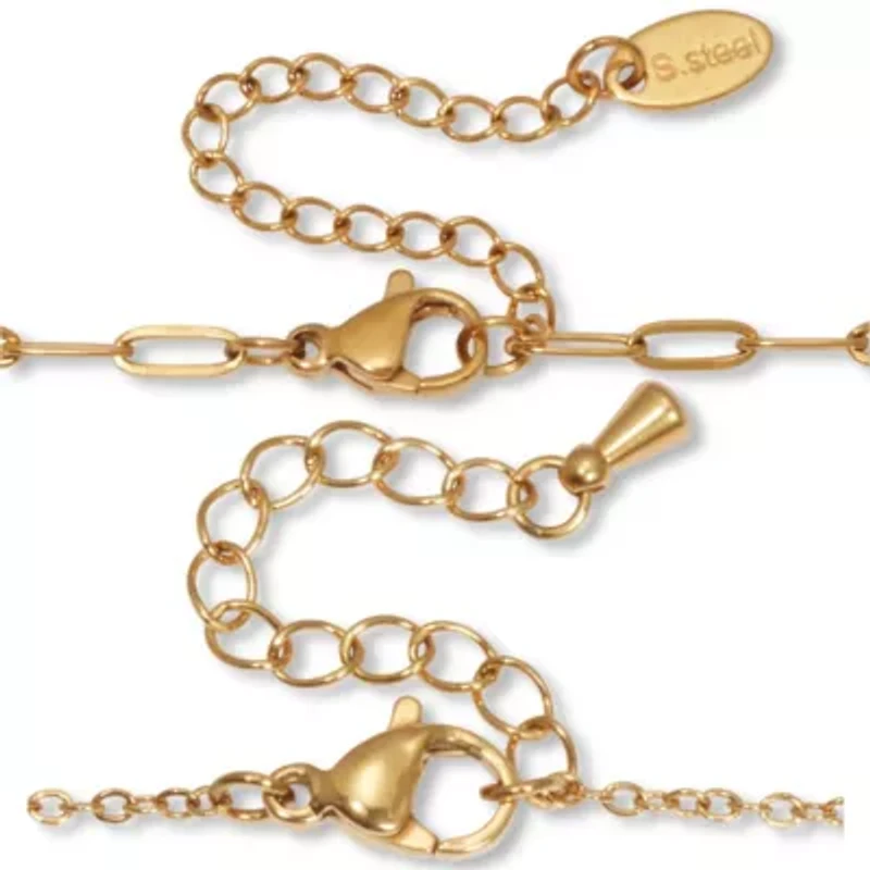 Genuine Mother of Pearl Gold Ion-Plated Stainless Steel Heart Jewelry Set