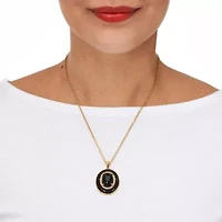 2.58 TCW Oval Genuine Onyx and Cubic Zirconia Gold-Plated Pendant 20 inch