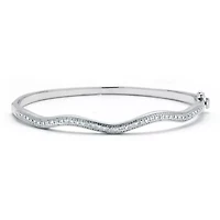 .11 TCW Diamond Sterling Silver Curvy Bangle Bracelet 7.5 Inches