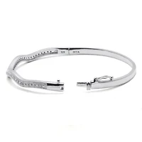 .11 TCW Diamond Sterling Silver Curvy Bangle Bracelet 7.5 Inches