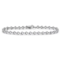 .15 TCW Diamond Sterling Silver Heart Link Bracelet 7 Inches