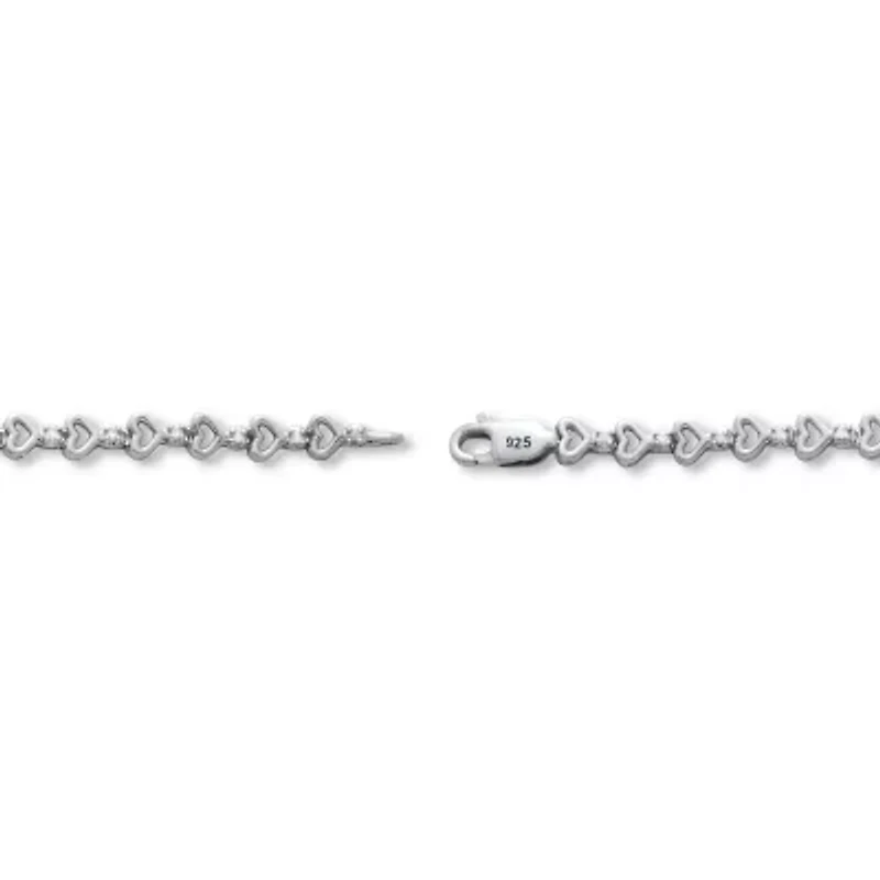 .15 TCW Diamond Sterling Silver Heart Link Bracelet 7 Inches
