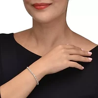 .15 TCW Diamond Sterling Silver Heart Link Bracelet 7 Inches