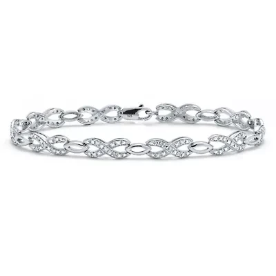 .25 TCW Diamond Sterling Silver Infinity Bracelet 7 Inches