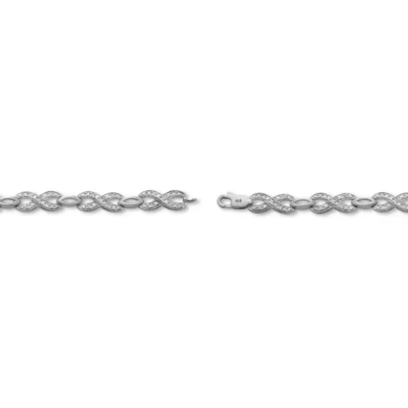 .25 TCW Diamond Sterling Silver Infinity Bracelet 7 Inches