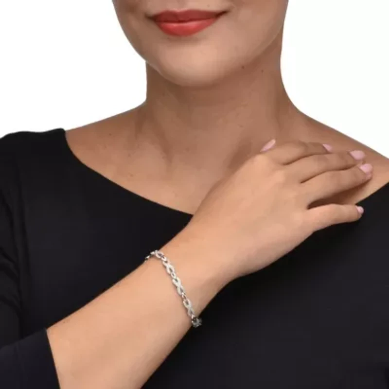 .25 TCW Diamond Sterling Silver Infinity Bracelet 7 Inches