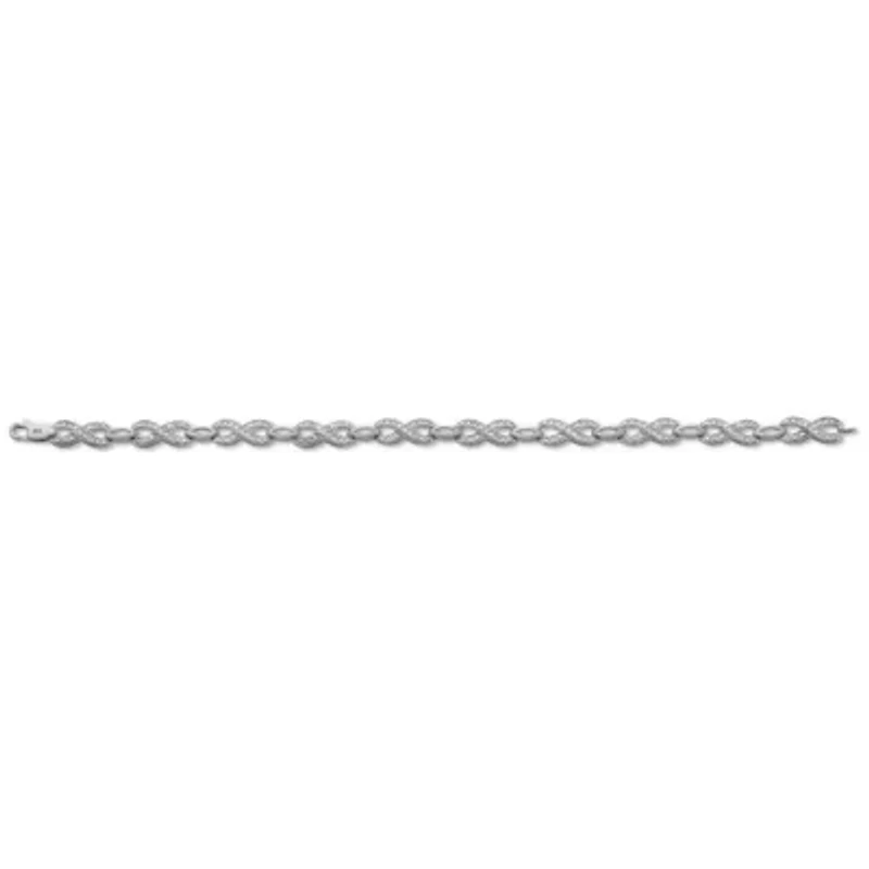 .25 TCW Diamond Sterling Silver Infinity Bracelet 7 Inches