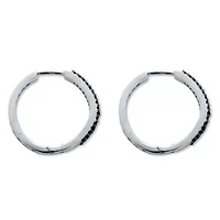 .24 TCW Black Diamond Sterling Silver Hoop Earrings (3/5 inch)