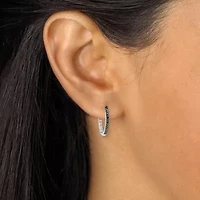 .24 TCW Black Diamond Sterling Silver Hoop Earrings (3/5 inch)