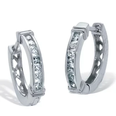 .25 TCW Diamond Sterling Silver Huggie Hoops (1/2 inch)