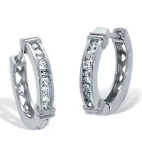.25 TCW Diamond Sterling Silver Huggie Hoops (1/2 inch)