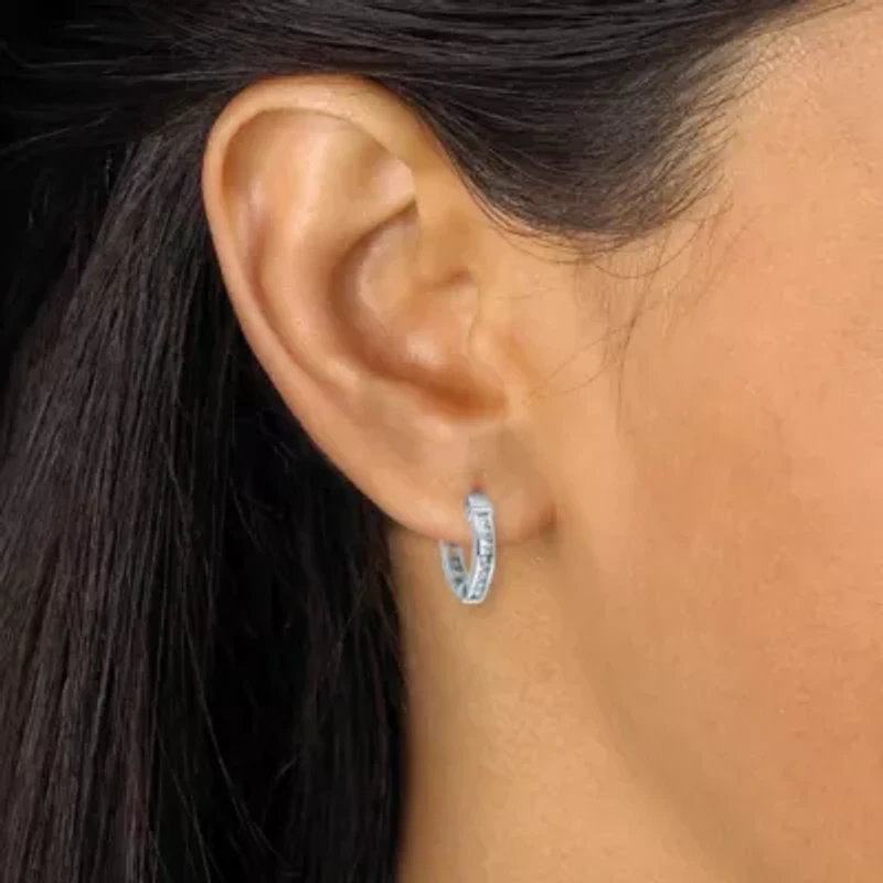 .25 TCW Diamond Sterling Silver Huggie Hoops (1/2 inch)