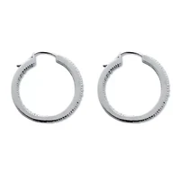 .50 TCW Diamond Sterling Silver Hoop Earrings 7/10 Inch