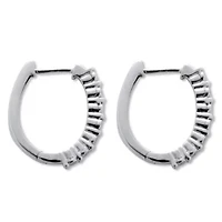 .06 TCW Diamond Sterling Silver Hoop Earrings (1/2 Inch)