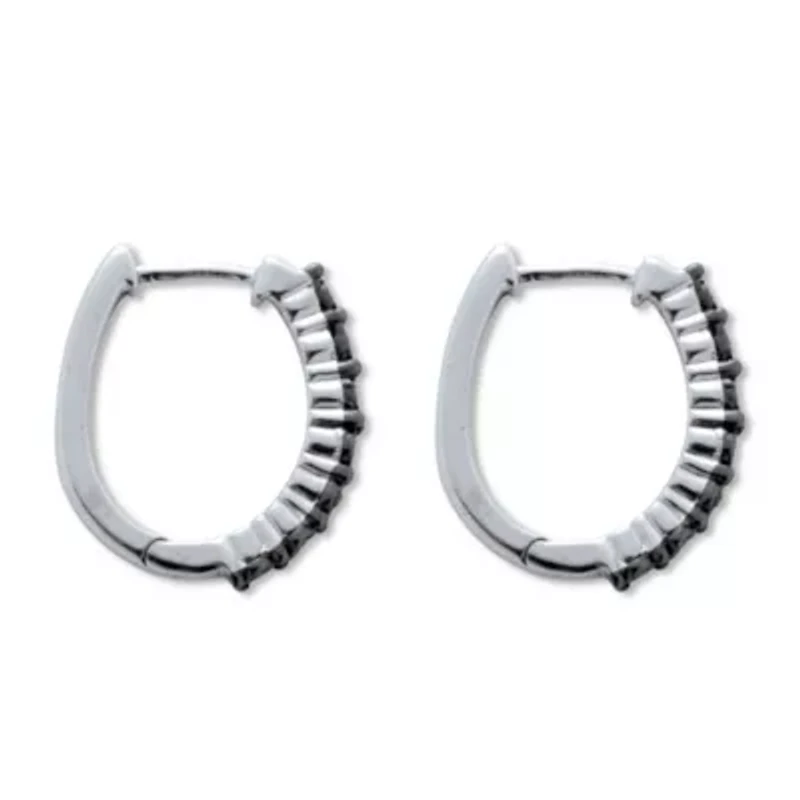 .05 TCW Black Diamond Sterling Silver Hoop Earrings (1/2 inch)