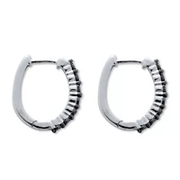 .05 TCW Black Diamond Sterling Silver Hoop Earrings (1/2 inch)