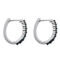 .05 TCW Blue Diamond Sterling Silver Hoop Earrings (1/2 inch)
