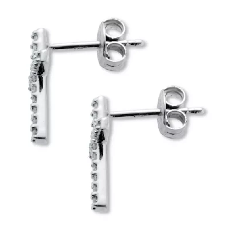 .25 TCW Diamond Sterling Silver Cross Earrings (1/2 inch)