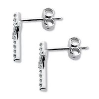 .25 TCW Diamond Sterling Silver Cross Earrings (1/2 inch)
