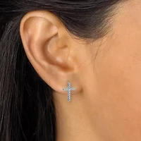 .25 TCW Diamond Sterling Silver Cross Earrings (1/2 inch)
