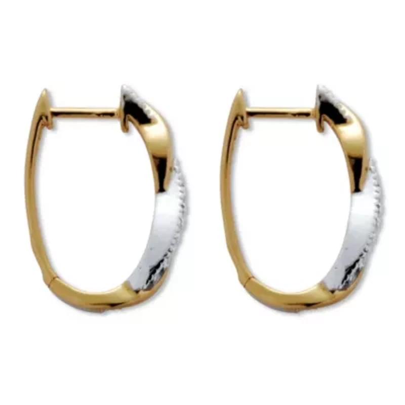 .24 TCW Diamond Sterling Silver Tutone Twist Hoop Earrings (6/10 inch)