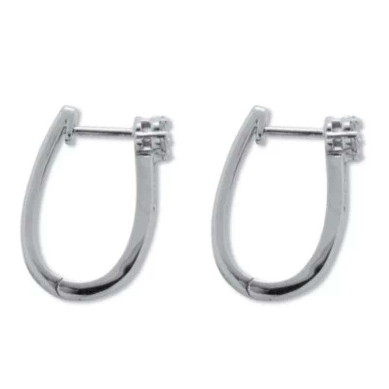 .33 TCW Diamond Sterling Silver Flower Cluster Hoop Earrings (6/10 inch)