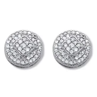 .30 TCW Diamond Sterling Silver Pave Stud Earrings (4/10 inch)
