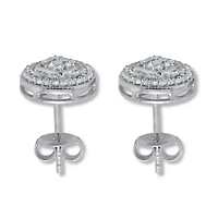.30 TCW Diamond Sterling Silver Pave Stud Earrings (4/10 inch)