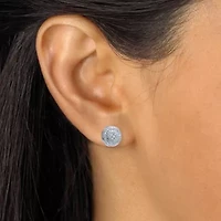 .30 TCW Diamond Sterling Silver Pave Stud Earrings (4/10 inch)