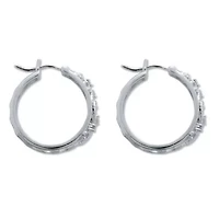 .10 TCW Diamond Sterling Silver Filigree Hoop Earrings (7/10 inch)