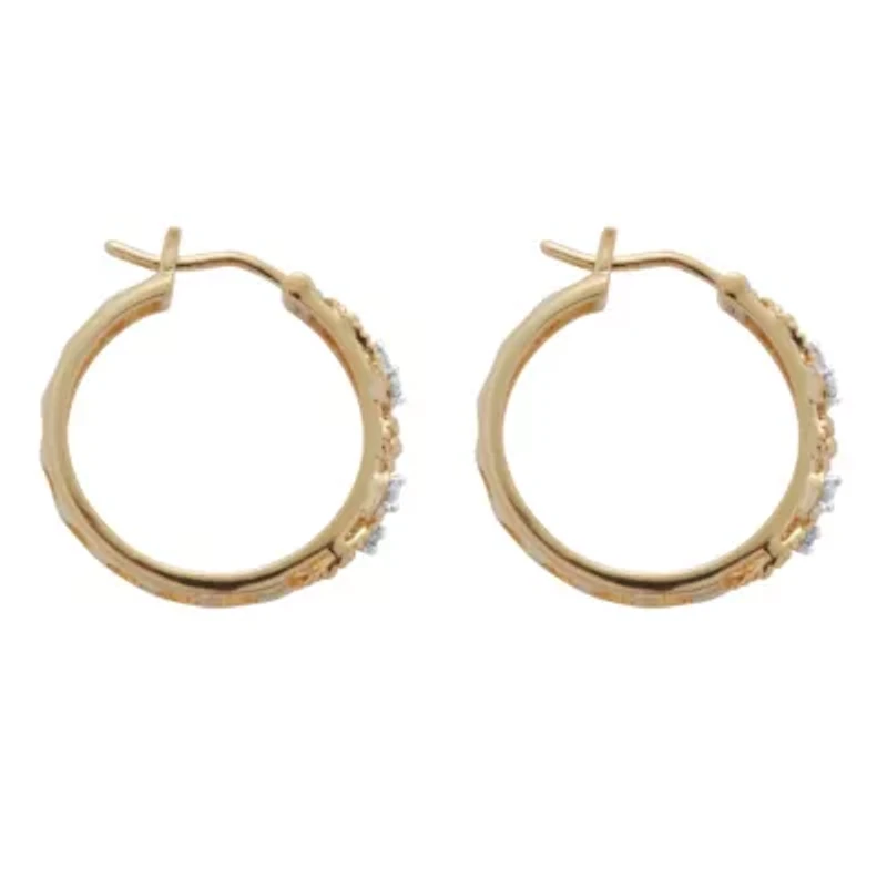 .10 TCW Diamond 18K Gold-Plated Sterling Silver Filigree Hoops (7/10 inch)