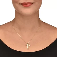 .10 TCW Diamond Gold-Plated Sterling Silver Cross Pendant and Chain 18 Inches